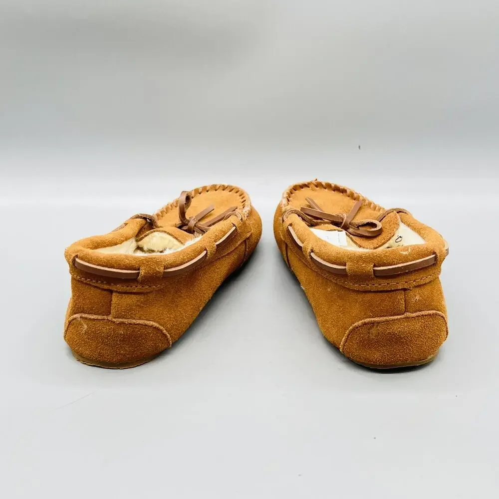 Crewcuts by J Crew Shoes Girls 4 Brown Suede Moccasin Faux Fur Lined Slippers